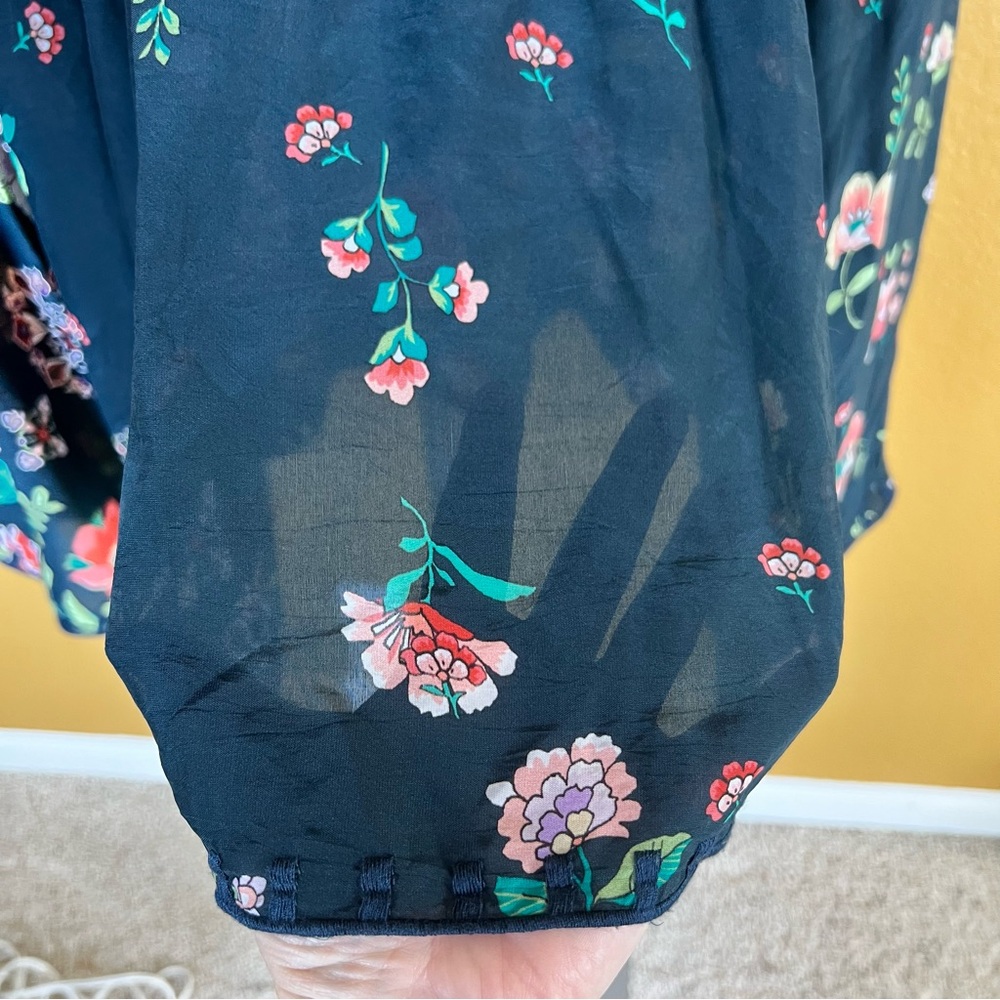 Johnny Was Harley Boho Peasant Floral Top w/ Colorful Tassels - Picture 12 of 15
